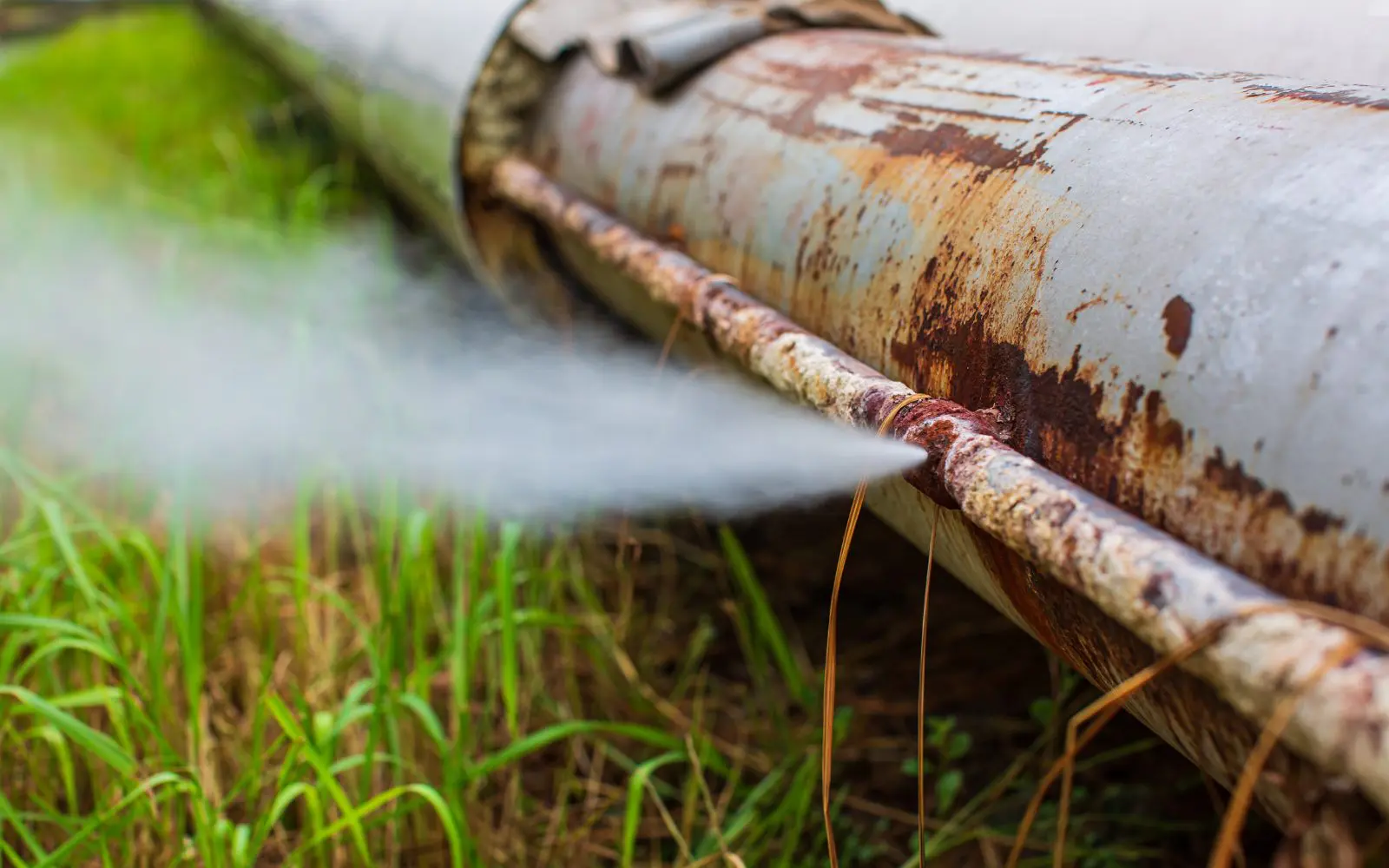 Example of severe corrosion on an industrial pipeline, often exacerbated by sulfur compounds like mercaptans